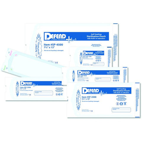 DEFEND+PLUS Sterilization Pouches 200/Box 5.25"x10"